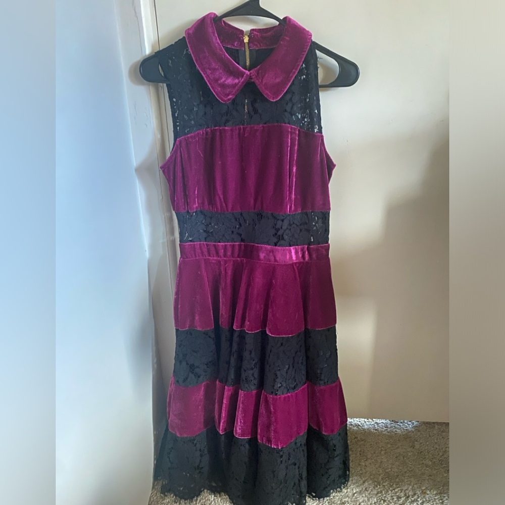 Purple black lace dress